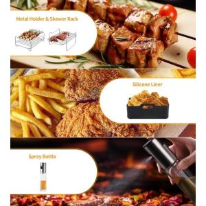 7 Pièces Accessoires pour Air Fryer NINJA, 2 Moule Silicone Accessoires pour Friteuse sans huile 8 pouces 4.2-6.5L – Image 3