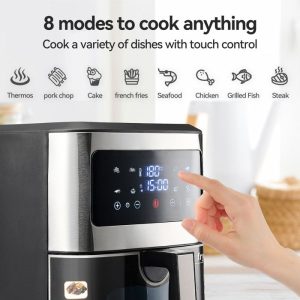 Air Fryer Avec Fenêtre Visible, Friteuse Sans Huile 8.8L Avec 8 Fonctions 1900W, Friteuse à Air Chaud avec LED Écran Tactile – Image 5
