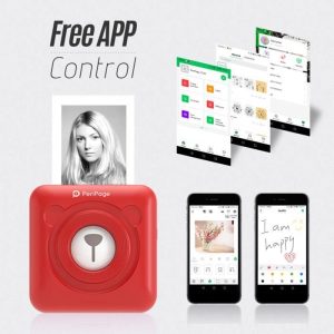 Nouveau type - PeriPage A6 imprimante thermique HD 304DPI Fonction photo AR Impression sans encre Compatible avec Android iOS Rouge – Image 3