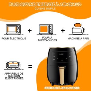 Air Fryer Friteuse électrique sans huile, friteuse à air chaude,1400W, format familial 6 L,6 programmes automatiques – Image 3