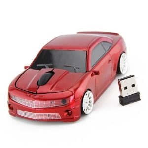 OMABETA souris de voiture Souris d'ordinateur sans fil en forme de voiture de Sport 2.4G, capteur de informatique clavier Rouge – Image 2