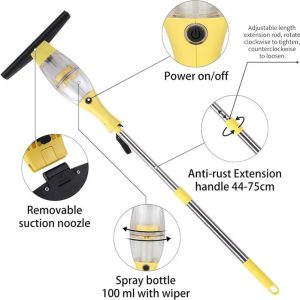 Aspirateur de vitres électrique sans fil, nettoyeur de vitres avec manche télescopique, buse d'aspiration de 28 cm – Image 3