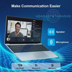 Ordinateur Portable 15,6" FHD, 16 Go RAM 256 Go SSD, Notebook, Intel Celeron N4000, PC Portable Windows 11 PRO-souris-Argent-AZERTY – Image 6