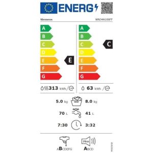 Lave-linge séchant SIEMENS WN34A100FF IQ300 - 8 / 5 kg - 1400 trs/min - L59,8cm - Classe E - Blanc – Image 4