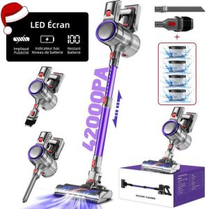 Aspirateur Balai Sans Fil 42000Pa/1.6L/50Min d'Autonomie, Aspirateur sans Fil Écran LED, avec 4 HEPA, pour Sols Durs/Tapis/Les – Image 1