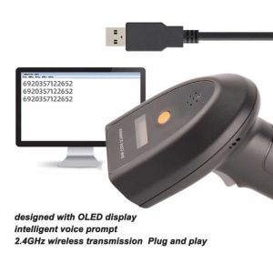 Scanner de codes-barres 2D sans fil MXZZAND - Écran OLED 2.4GHz - Blanc – Image 4