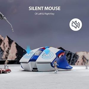 SDLOGAL Souris sans Fil Rechargeable Ergonomique Silencieuse Souris avec 2.4G USB Récepteur, avec tapis de souris, Bleu et Blanc – Image 4