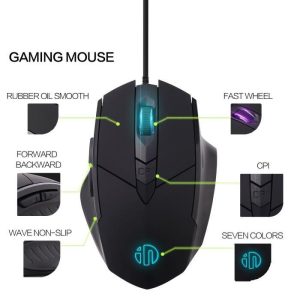 SDLOGAL Souris Gamer silencieuse, Souris De Jeu Optique Filaire USB avec LED Optique, 6 Boutons pour Ordinateur Portable, PC (Noir) – Image 2