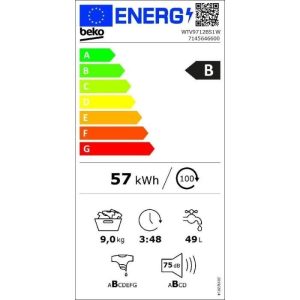 Lave-linge hublot BEKO b100 WTV9712BS1W - 9 kg - Induction - L60cm - 1400 trs/min - Blanc – Image 4