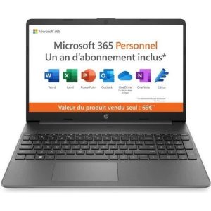 PC Portable HP 15s-fq0024nf - 15,6" FHD - Celeron N4120 - RAM 4Go - 128Go SSD - Win 11 - Microsoft 365 Personnel inclus 1 an – Image 1