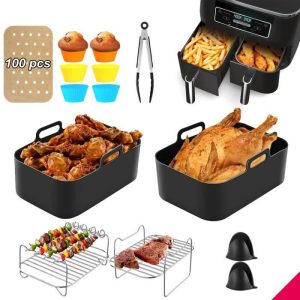 7 Pièces Accessoires pour Air Fryer NINJA, 2 Moule Silicone Accessoires pour Friteuse sans huile 8 pouces 4.2-6.5L – Image 1