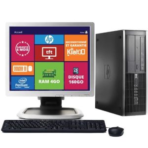 ordinateur de bureau hp elite 6000 Celeron dual core 4 go ram 160 go disque dur pc reconditionné avec écran 17 pouces w7 – Image 1