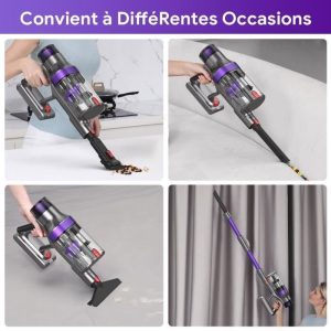 Aspirateur Balai Sans Fil - 600W/60KPa 65mins - Multifonctions 9 en1 - Aspirateur Sans Fil Puissant - Écran LED - Batterie Amovible – Image 4