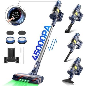 45000pa/550W Aspirateur Balai sans Fil Autonomie 65 min Aspirateur Puissant Écran Tactile 4 Vitesses pour Sols et Tapis 1,5L – Image 1