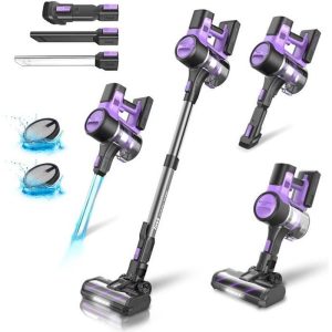 INSE S10 Aspirateur Balai sans fil 30KPa, Violet. Aspirateur pliable sans sac, 1.2L, 50 minutes d'autonomie, Batterie amovible, pour – Image 1