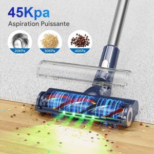 45000pa/550W Aspirateur Balai sans Fil Autonomie 65 min Aspirateur Puissant Écran Tactile 4 Vitesses pour Sols et Tapis 1,5L – Image 2