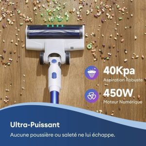 Ultenic - Aspirateur Balai sans Fil U10 Ultra - 450W - 40000pa - Autonomie 40 min - Tube Télescopique -Brosse anti-acariens offerte – Image 3