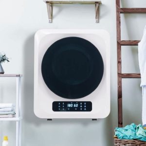 Sécheur d'échappement Portable avec Ecran LCD, Sèche-linge Tambour en Acier Inoxydable, Capacité jusqu'à 4kg, Blanc – Image 1