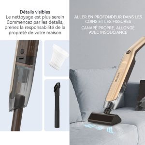 INN Aspirateur 3 modes de nettoyage super pouvoir de aspirateur balai sans fil avec USB interface 2000mAh pour sol tapis poils – Image 2