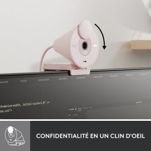 Webcam Logitech Brio 300 Full HD avec confidentialite, micro a reduction de bruit, USB-C - Rose – Image 5