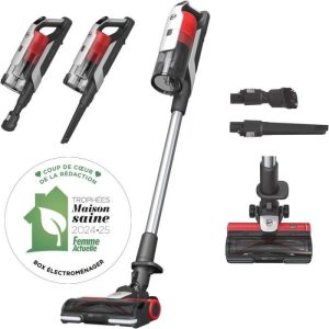Aspirateur Balai sans fil - HOOVER - HF910H - 65 AW - 86 dBA - Ecran LED - Rouge / Gris – Image 1