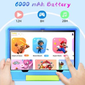 Tablette Enfants 10 Pouces Android, 4 Go RAM + 64 Go ROM, Écran IPS HD, WiFi, 6000 mAh, Contrôle Parental, Kid-Proof Étui, Bleu – Image 5