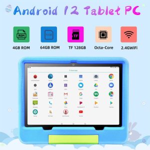 Tablette Enfants 10 Pouces Android, 4 Go RAM + 64 Go ROM, Écran IPS HD, WiFi, 6000 mAh, Contrôle Parental, Kid-Proof Étui, Bleu – Image 4
