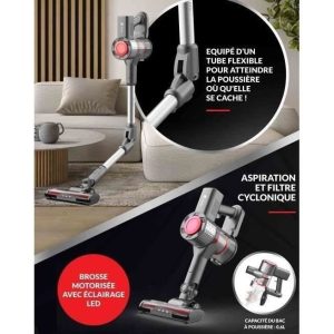 Aspirateur Balai 2 en 1 sans fil - FAGOR FG762 - 150W - Tube Flexible - 2 vitesses - Autonomie 40 min – Image 5