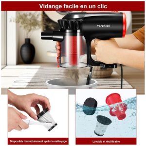 Aspirateur Balai sans Sac - Puissant 1000W - 2 en 1 Aspirateur à Main - 18Kpa - 0.8 L - Filtration HEPA – Image 4