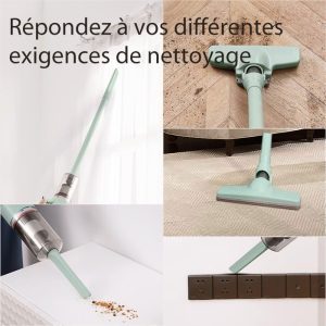 Aspirateur Balai sans Fil san Sac 2 en 1,2 vitesses,38Kpa/120W, Jusqu'à 40 minutes d'aspiration,pour sols et tapis – Image 5