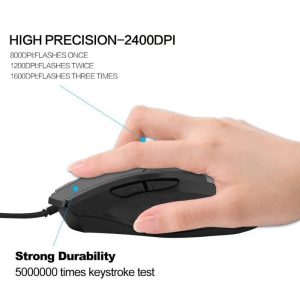 SDLOGAL Souris Gamer silencieuse, Souris De Jeu Optique Filaire USB avec LED Optique, 6 Boutons pour Ordinateur Portable, PC (Noir) – Image 3