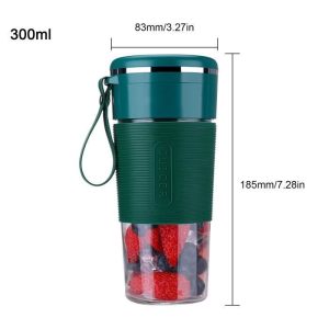 Gobelet mélangeur Vert portable, mélangeur de charge USB personnel de 300 ML, pour la cuisine de sport de voyage – Image 2
