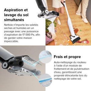 Roborock Flexi Lite -Aspirateur Balai Eau et Poussière-Conception FlatReach™ -17000Pa Nettoyant/Séchage Automatique – Image 3