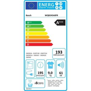 Sèche-linge pompe à chaleur BOSCH WQB245A0FR SER8 - 9 kg - Classe A+++ - L60cm - Blanc – Image 4