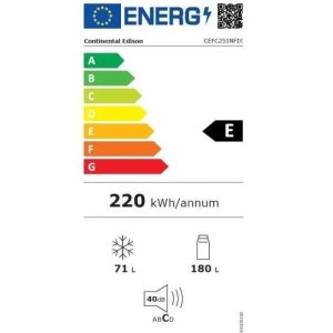 Réfrigérateur congélateur bas CONTINENTAL EDISON - 251L -Total No Frost - Inox - L 55 cm x H 180 cm – Image 4