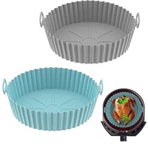 FOLAYA 2 Pièces Moule Silicone Air Fryer, 20cm Accessoire Panier de Friteuse à Air pour Philips Foodi Max Cosori Moulinex Tefal – Image 1