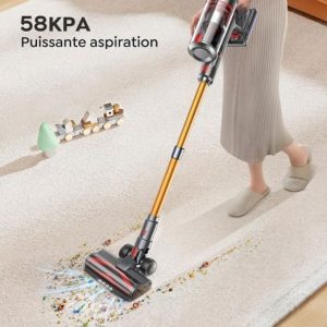Aspirateur Balai sans Fil,58000Pa/600W 8*2800mAh/60 Mins Autonomie, OLED Écran Aspirateur Puissant, 1.5L/Filtration en 7 étapes – Image 2