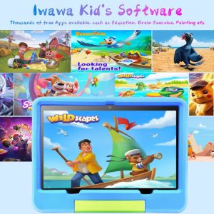 Tablette Enfants 10 Pouces Android, 4 Go RAM + 64 Go ROM, Écran IPS HD, WiFi, 6000 mAh, Contrôle Parental, Kid-Proof Étui, Bleu – Image 2