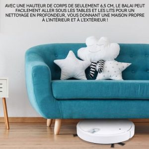 5 en 1 Robot aspirateur forte puissance d'aspiration 1800 Pa tapis et poils d'animaux détection obstacles aspirateur automatique. – Image 4