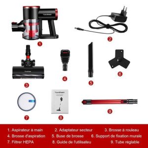 Aspirateur Balai sans Fil multifonctions 4 en 1,2vitesses,16Kpa/180W,1L,LED,Aspirateur sans Sac pour Dur Tapis Poils d'anim – Image 6