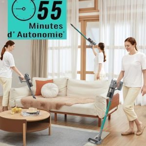 10 en 1-Aspirateur Balai Sans Fil-550W/45Kpa,7x2600mAh/55 Min Longue Période,7 Filtre à étages/6 Conique,1,7L Volume élevé, 65dB – Image 3