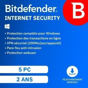 Bitdefender Internet Security 2025* - (5 PC - 2 Ans) | Version Téléchargement – Image 1