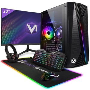 Vibox VI-12 PC Gamer - 22" Écran Pack - AMD Ryzen 3200GE - Radeon Vega 8 Graphiques - 16Go RAM - 480Go SSD - Win11 - WiFi – Image 1