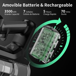 650W/60Kpa 7*3500mAh 70 min Aspirateur Balai sans Fil Base autonettoyante avec lampe UV 4L 3 modes 10 Couches de filtration – Image 6