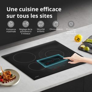Plaque de cuisson induction COMFEE - 3 zones - 3 boosters - 7200W - L59 x P52 cm CIH721T278K0 - Noir – Image 5
