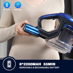 VACARE Aspirateur balai sans fil, 30kPa/350W, 8*2200mAh/55Mins Max Autonomie, Concept Auto-Verticale, Multi Filtration Syst 1.2L – Image 4